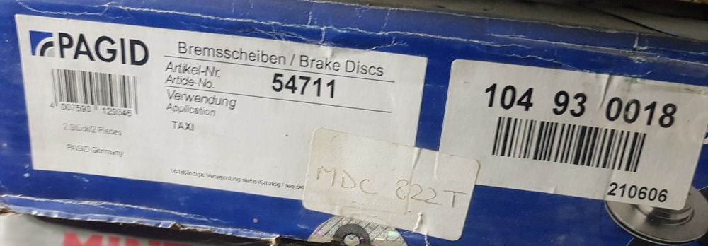 Disc frana PAGID taxi Anglia.