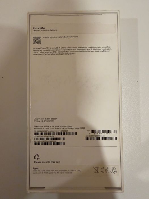 Iphone 16 Pro 256GB Black Titanium