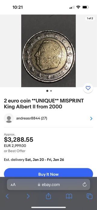 Продавам 2 евро