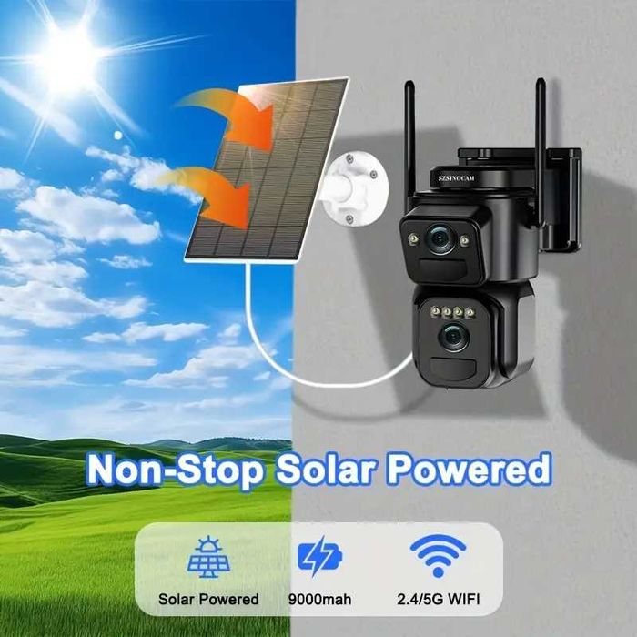 CCTV Камера 1080P WiFi, соларен панел и издържлива батерия