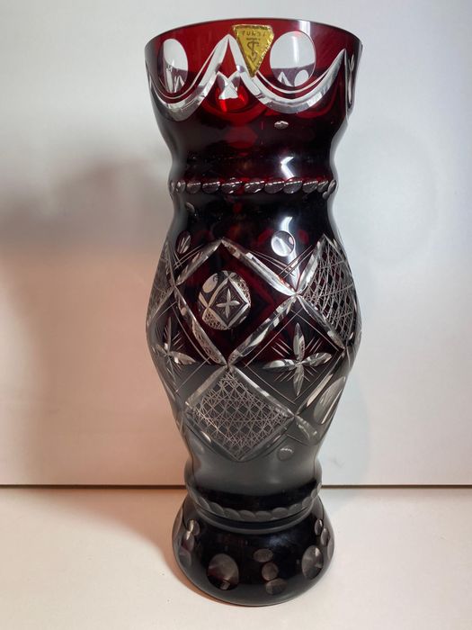 Vaze Vintage din Cristal Roșu Rubin; Obiecte Decor Vaze Suport Flori