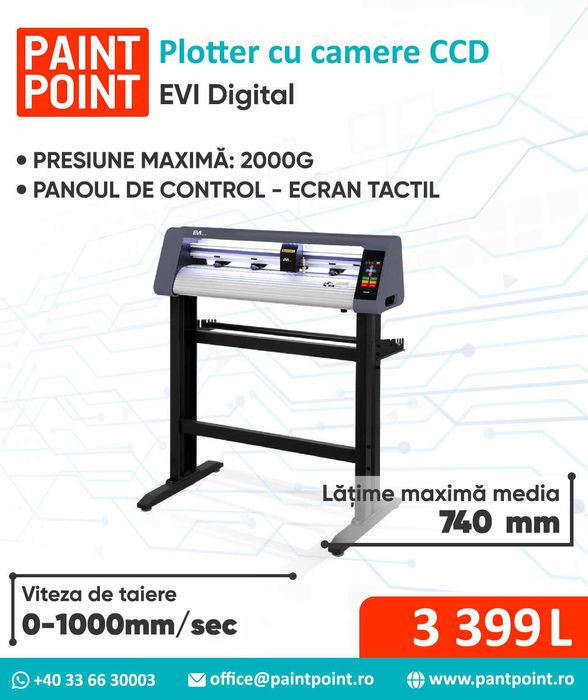 Plotter Cutter de vinil in rolă  EVIDIGITAL cu camere CCD încorporate