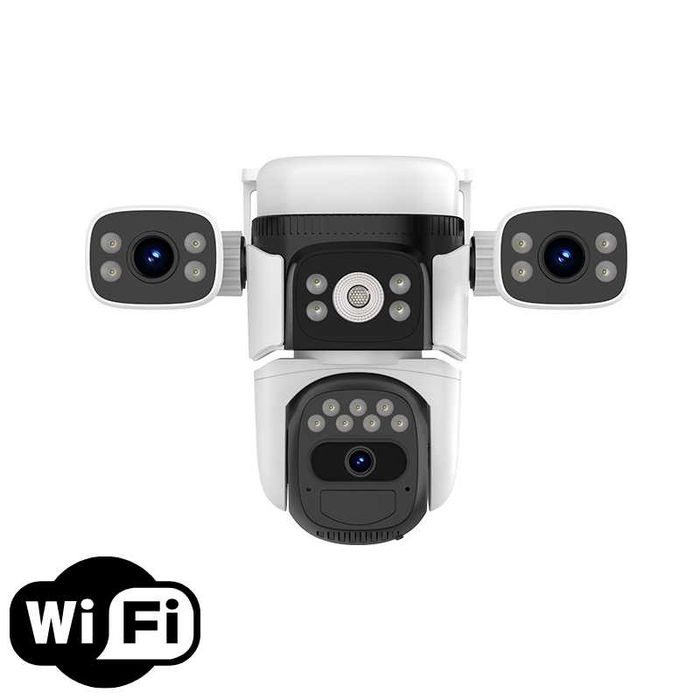 Camera Supraveghere WIFI Tripla cu 3 Lentile 6MP