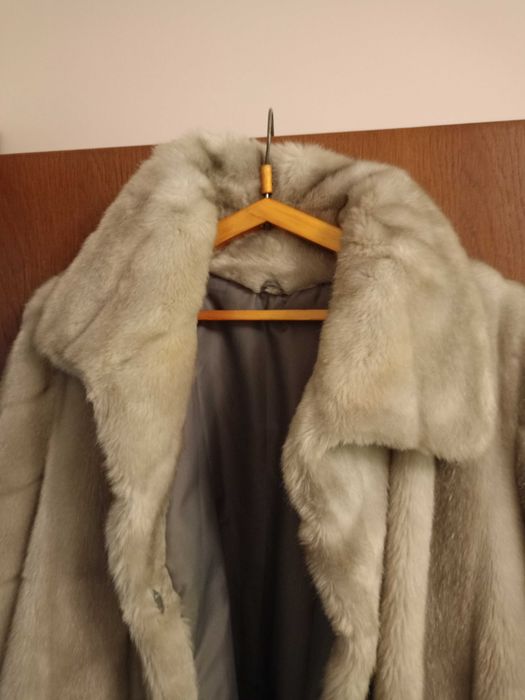 Елегантно дамско палто от еко кожа косъм XXL
