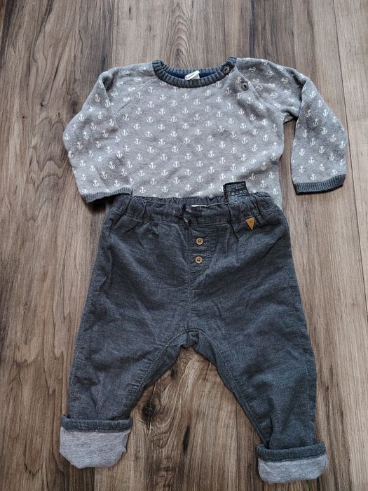 Set H&M mărimea 80, pantalon de catifea căptușit+pulovaras