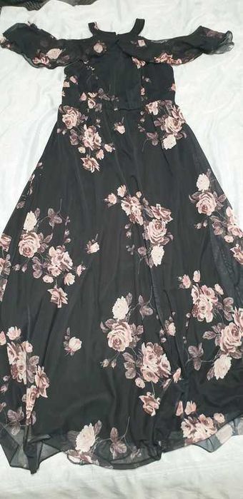 Rochie lunga, imprimeu floral, foarte lejera, m-l, 36-38