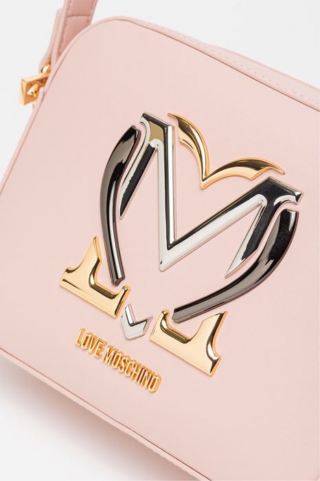 Чанта през рамо Love Moschino розово и крем намалена