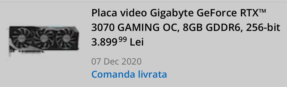 Placa Video Geforce Gigabyte RTX 3070 8gb Vram GV-N3070GAMING OC-8GD
