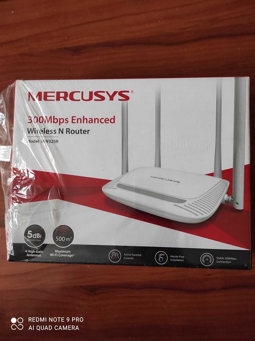 Безжичен рутер Mercusys MW325R, 300Mbps, 4 порта, 10/100Mbps, 4 антени