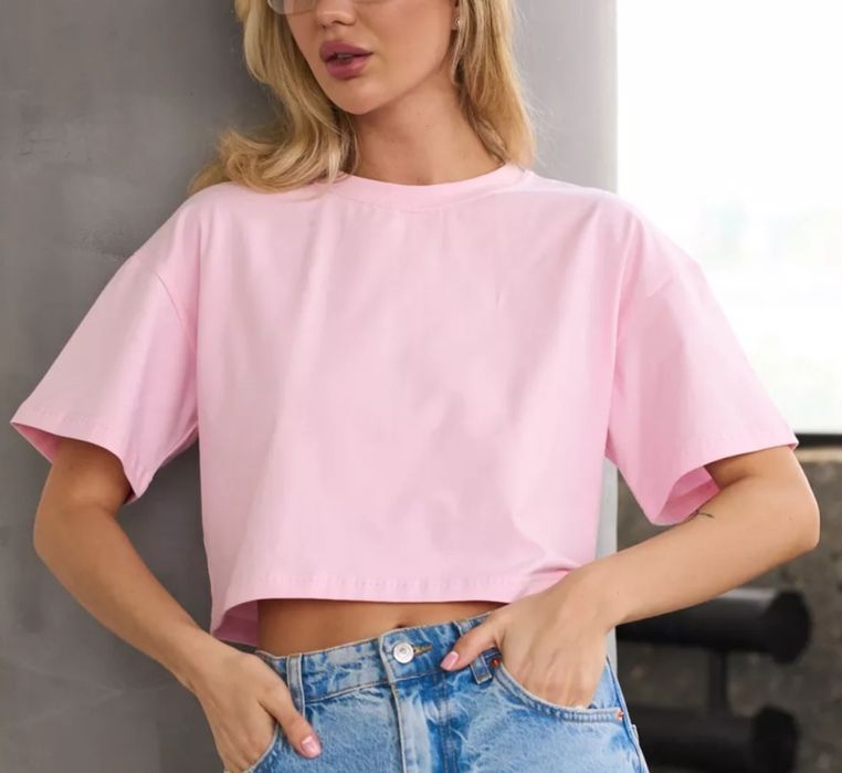 Футболка укороченная оверсайз кроп топ