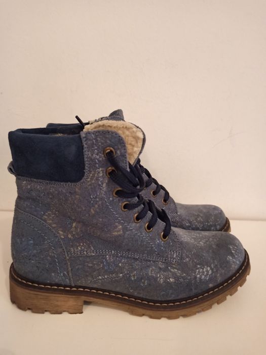 Bocanci din piele naturală cu imprimeu multicolor mărimea 36