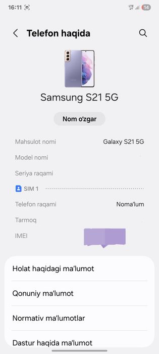 Samsung S21 5G Horatio ideal ochilmagan karopka dakement bor