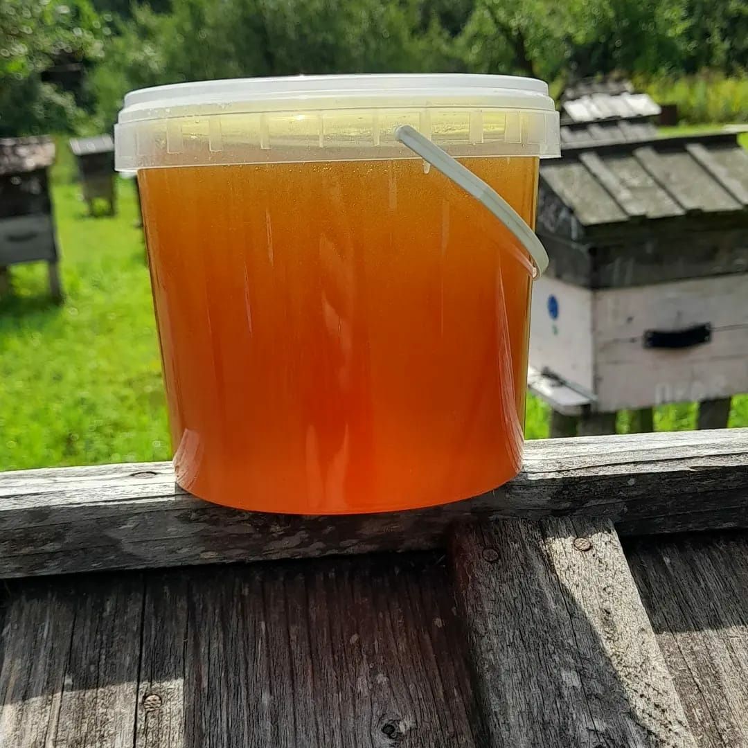 Свежий мёд со своей пасеки.