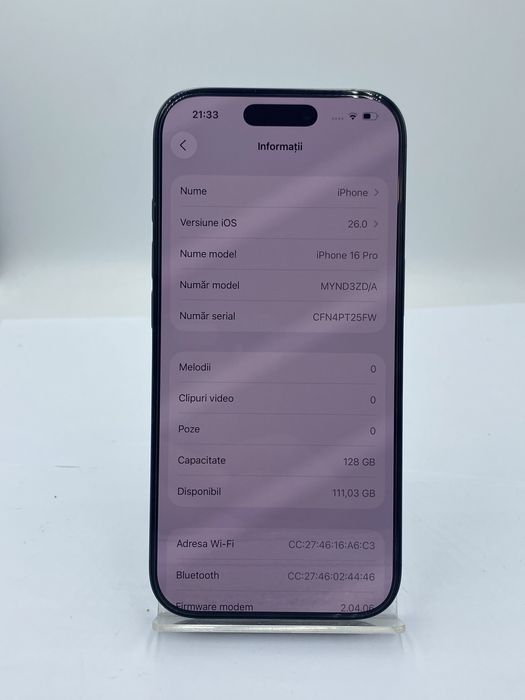 Iphone 16 Pro 128 Gb 99 % Baterie / Garantie / Factura #48128