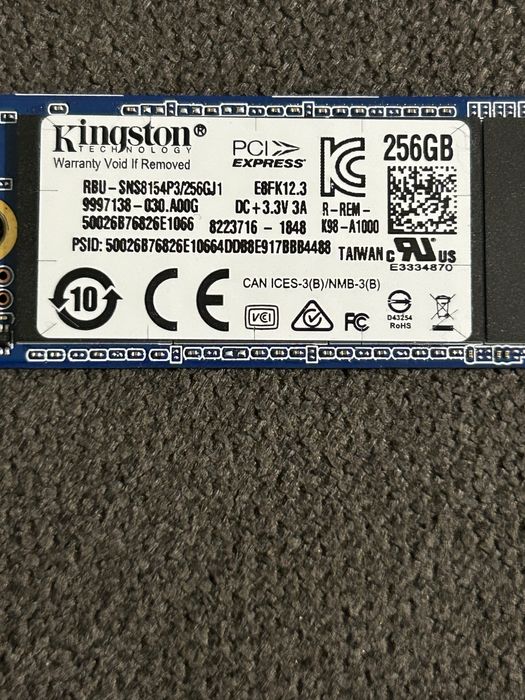 Kingston 256gb PCIe NVMe M.2 2280 SSD