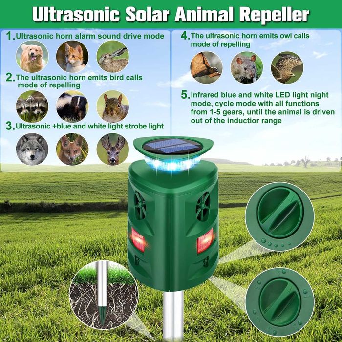 Repelent - Aparat ultrasunete ptr alungare pasari si animale, solara,