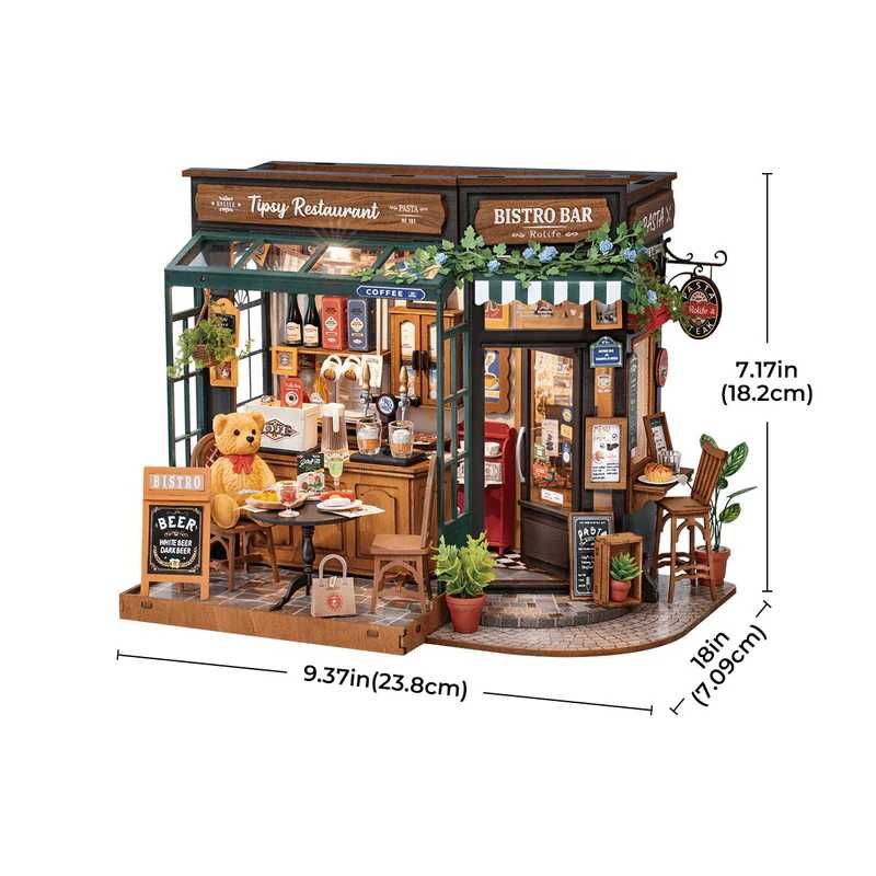 Миниатюрна къщичка: Tipsy Restaurant – DIY комплект, подарък с чар