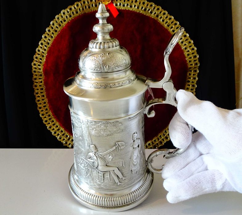 Халба от калай Lindenwirtin,семейство,калаена сватба.