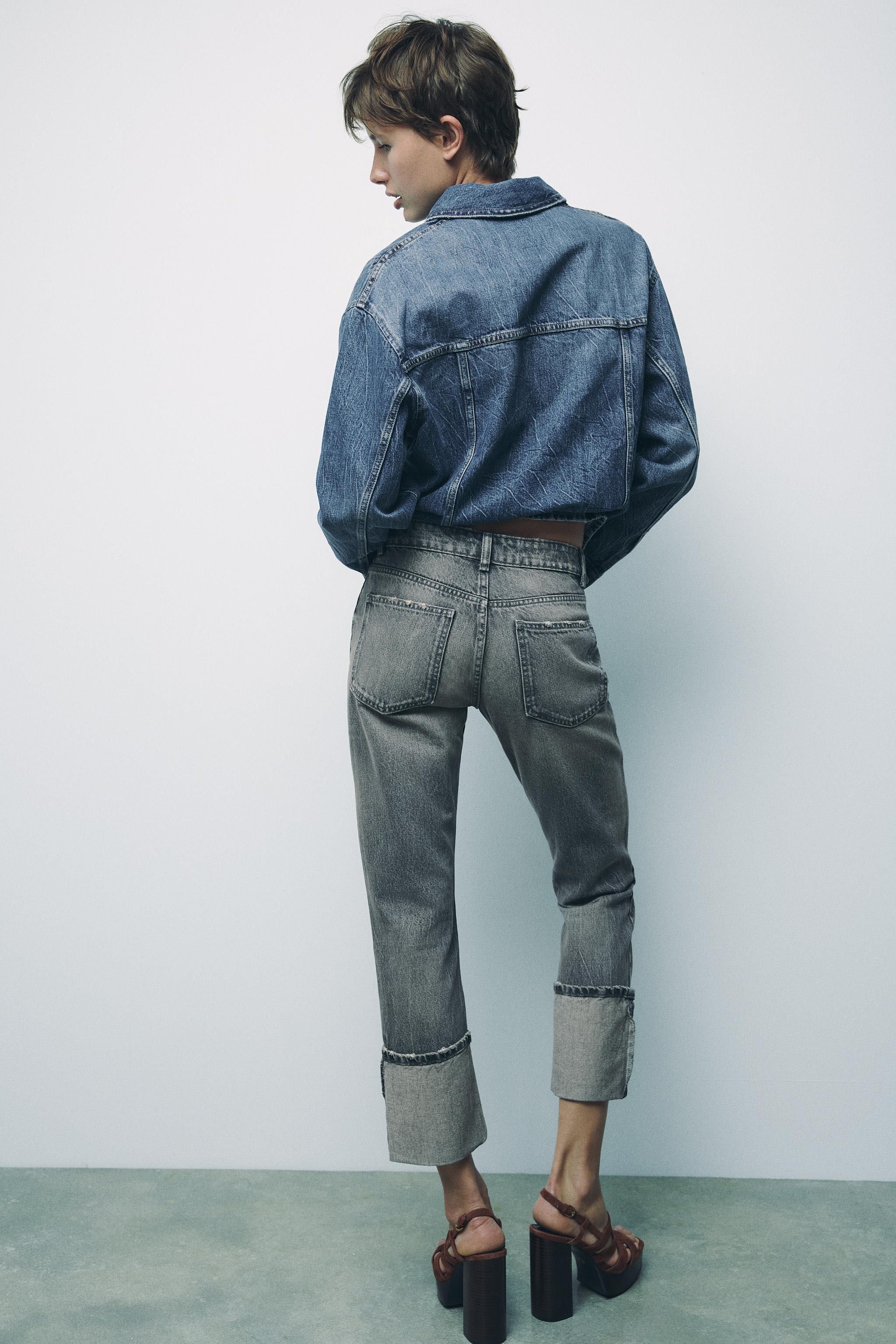 Дънки ZARA, цвят сиво, номер 40
