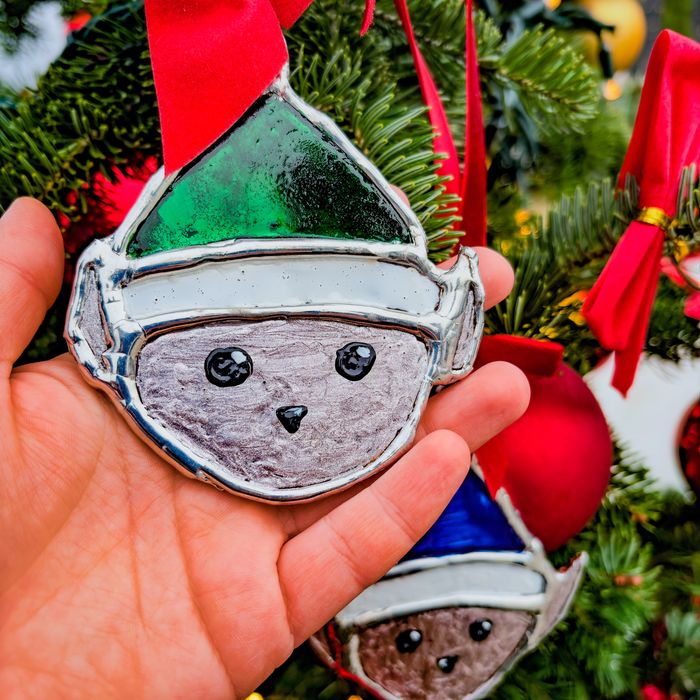 Ръчно изработени от стъкло и калай , коледни играчки за елха