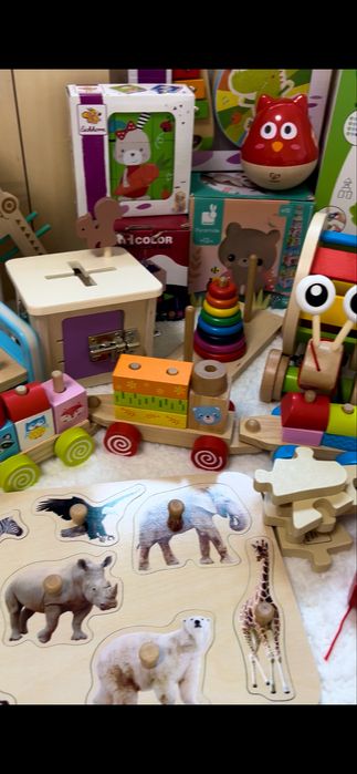 Дървени играчки, сортери, пъзели