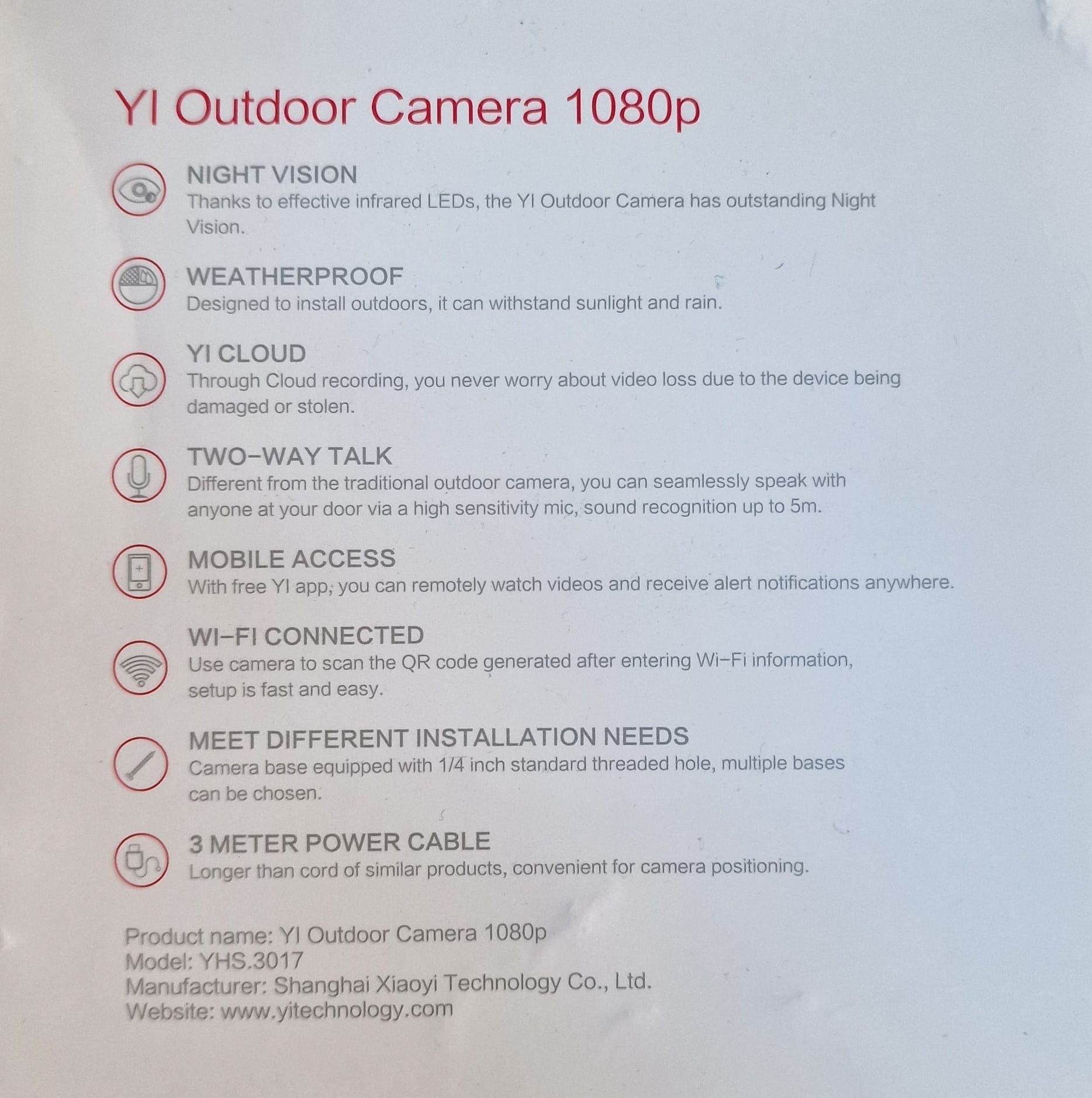 Vand camera supraveghere Yi Outdoor camera 1080P