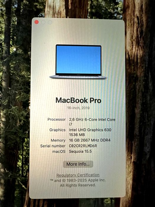 Продавам MacBook Pro 16" 2019 2.6GHz 6-Core i7/ 16GB RAM/ 512GB SSD