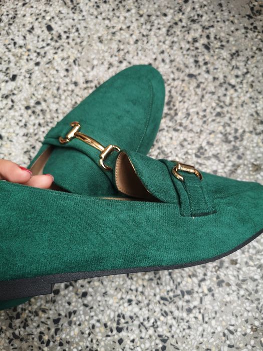 Зелени обувки - мокасини