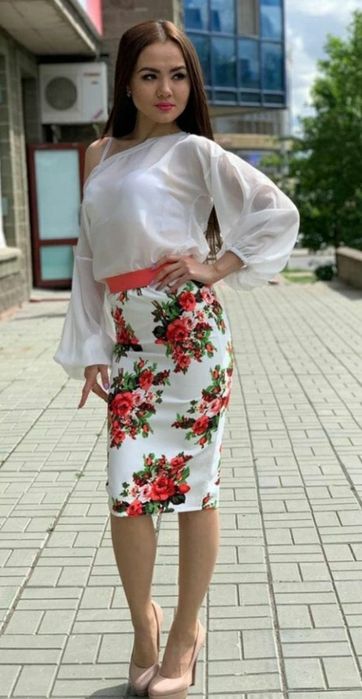 Летняя женская двойка юбка+блузка