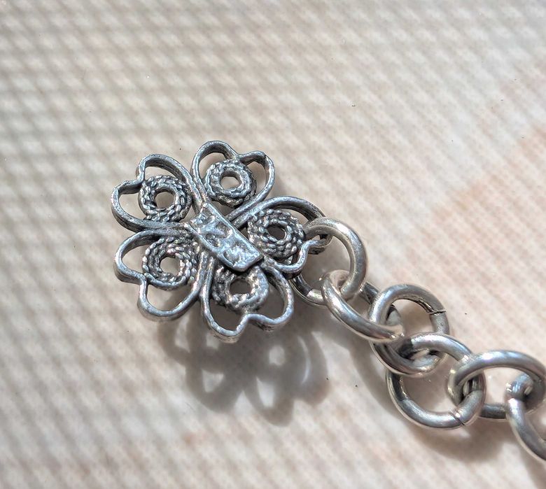 Bratara veche argint filigran 925 si brosa fundita, vintage '70-'80