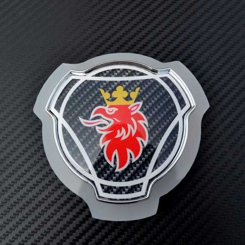 Огледална табела Scania карбон с червен грифин външна за решетка 24V