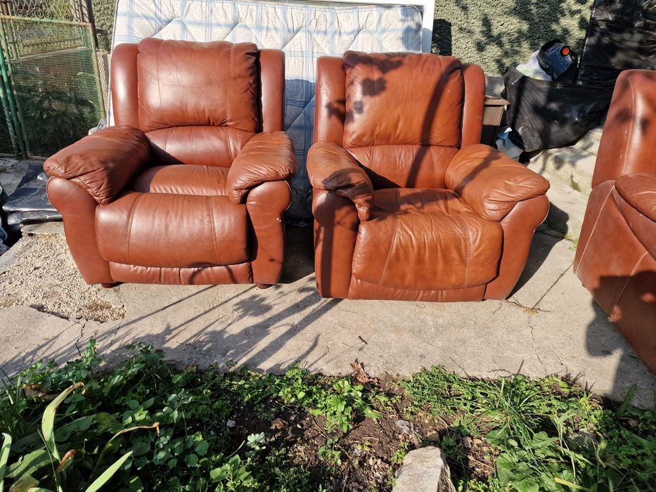 Canapele de piele maro 3/1/1 locuri