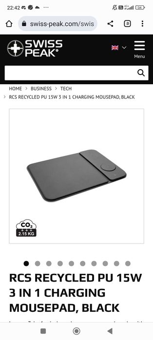 Маус пад с безжично зареждане RCS Recycled PU 15W 3-in-1