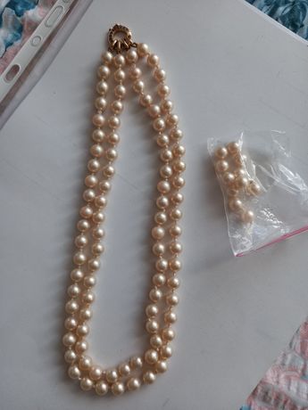 Colier dublu de perle cu aur