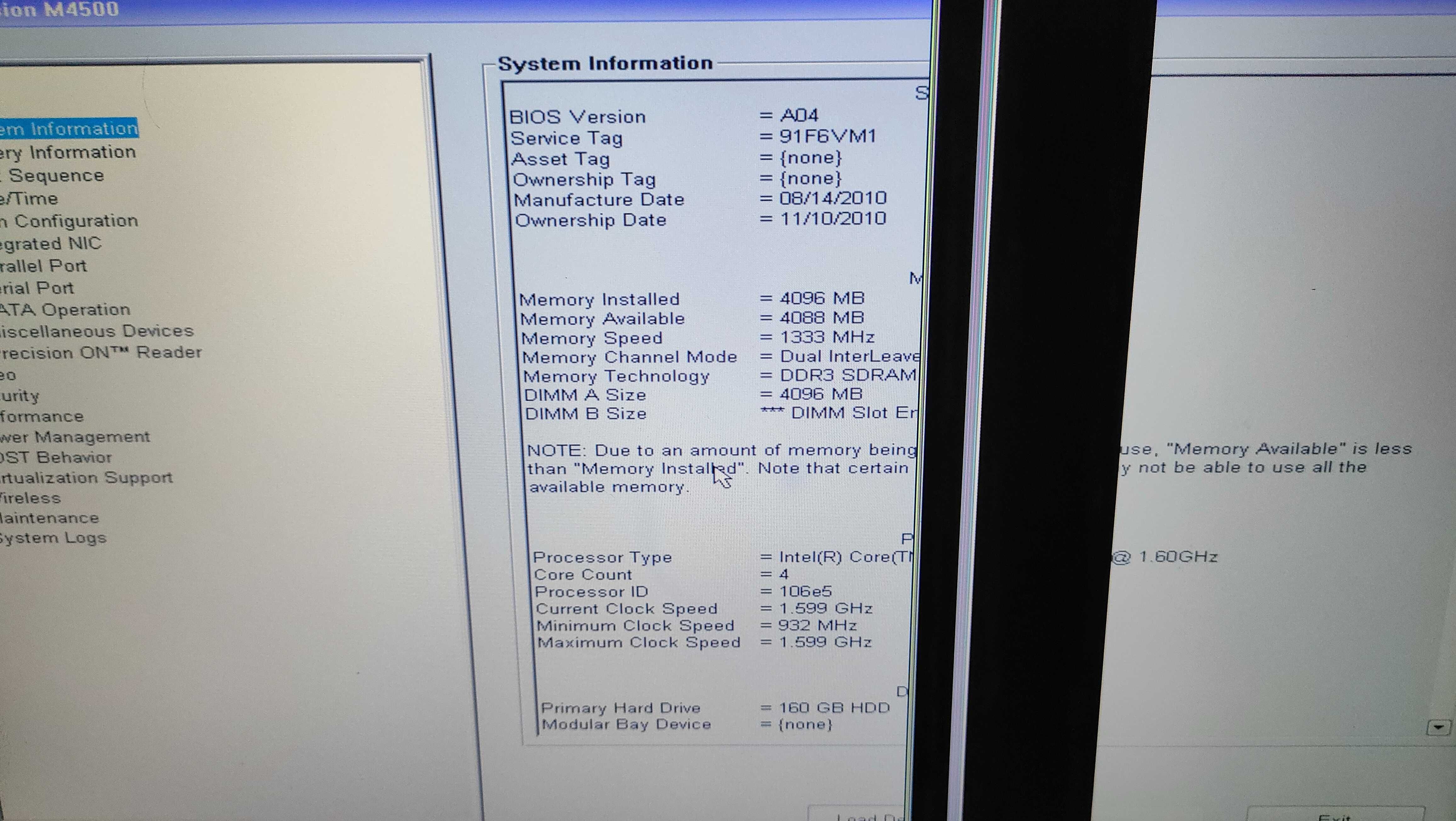 dell precision m4500 i7/4gb/fhd