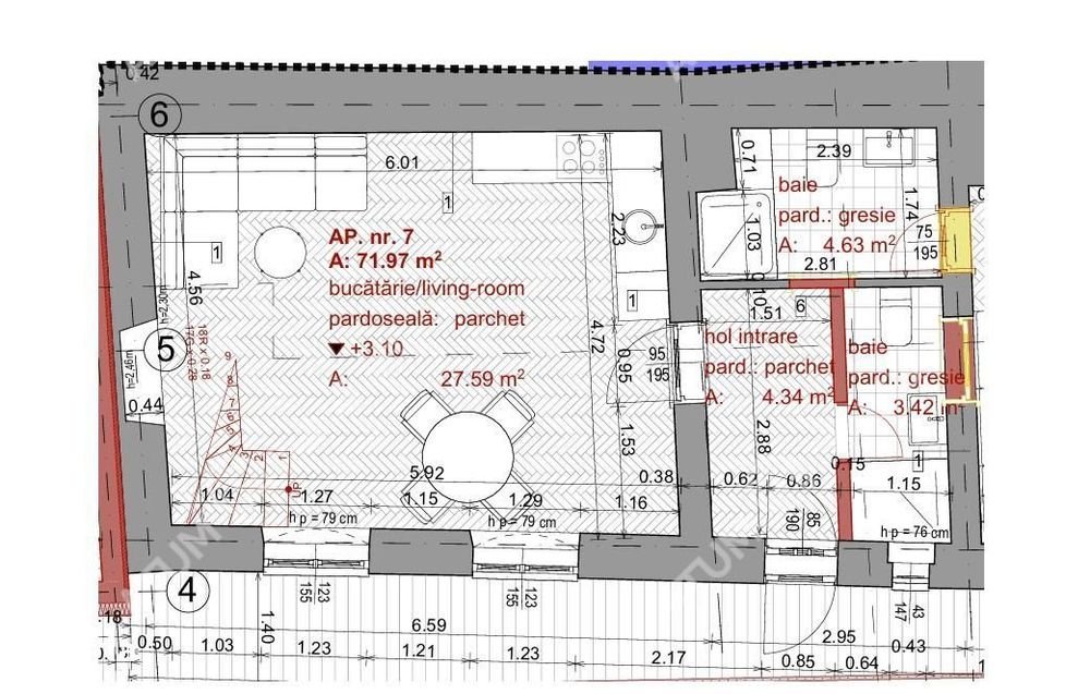 Apartament la cheie cu 3 camere 2 bai constructie noua zona Centrala
