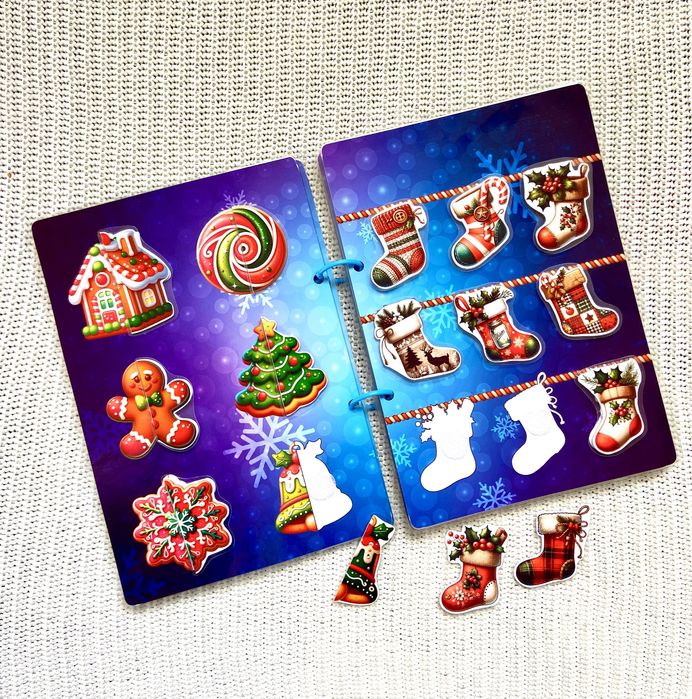 Коледна развиваща книга играчка с велкро