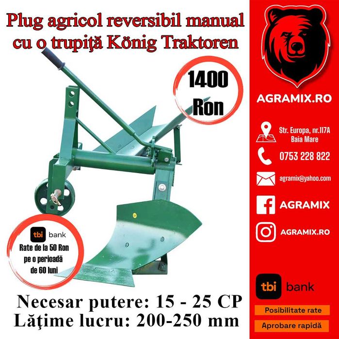 Plug nou reversibil cu 1 trupita manual Agramix
