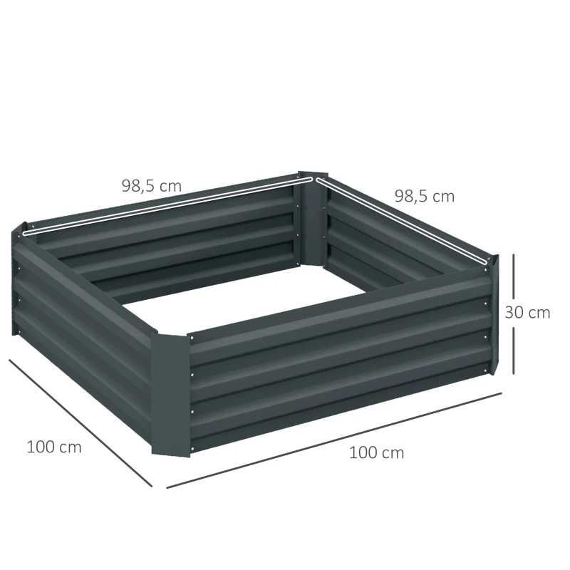Комплект от 2 саксии Outsunny,  поцинкована стомана, 100 x 100 x 30 см