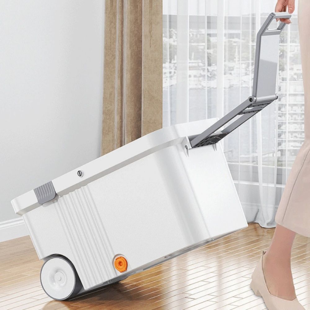 Set mop rotativ 360° cu galeata centrifuga din inox, 4 rezerve mop