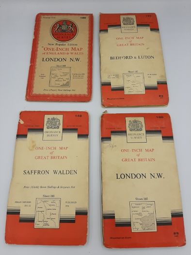 Superbe pentru colectionari set 4 harti Anglia National Grid 1945/1954