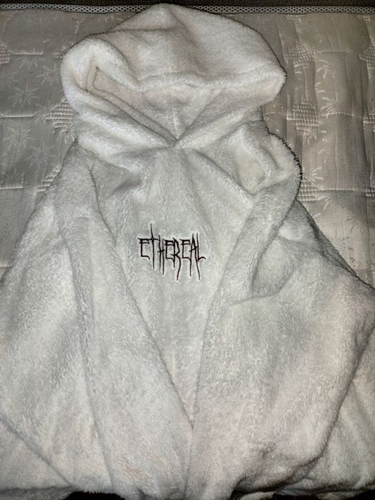 ethereal white plush  hoodie