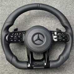 Mercedes AMG спортен волан – Черна кожа & Карбон (2020–2023)