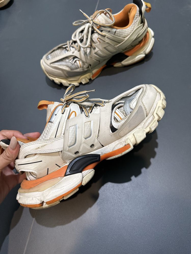 Balenciaga White and Orange Mesh Track