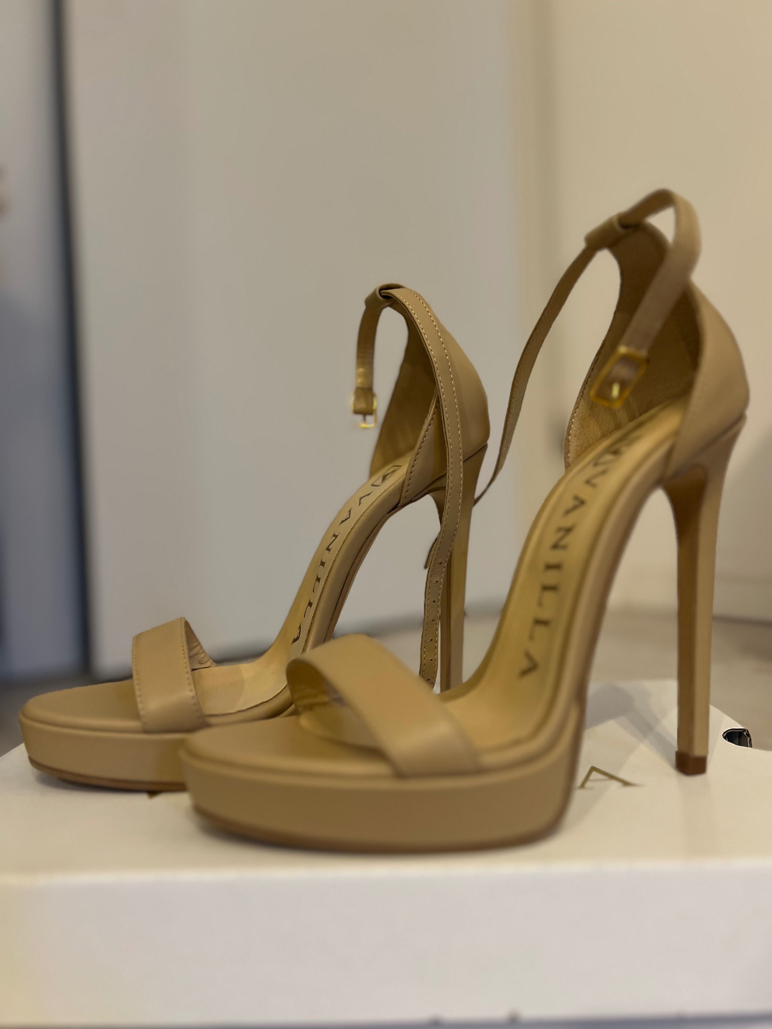 Sandale cu toc nude Vanilla