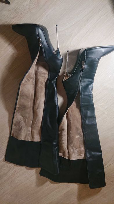 Cizme Overknee ShoeBidooShoes, toc metalic