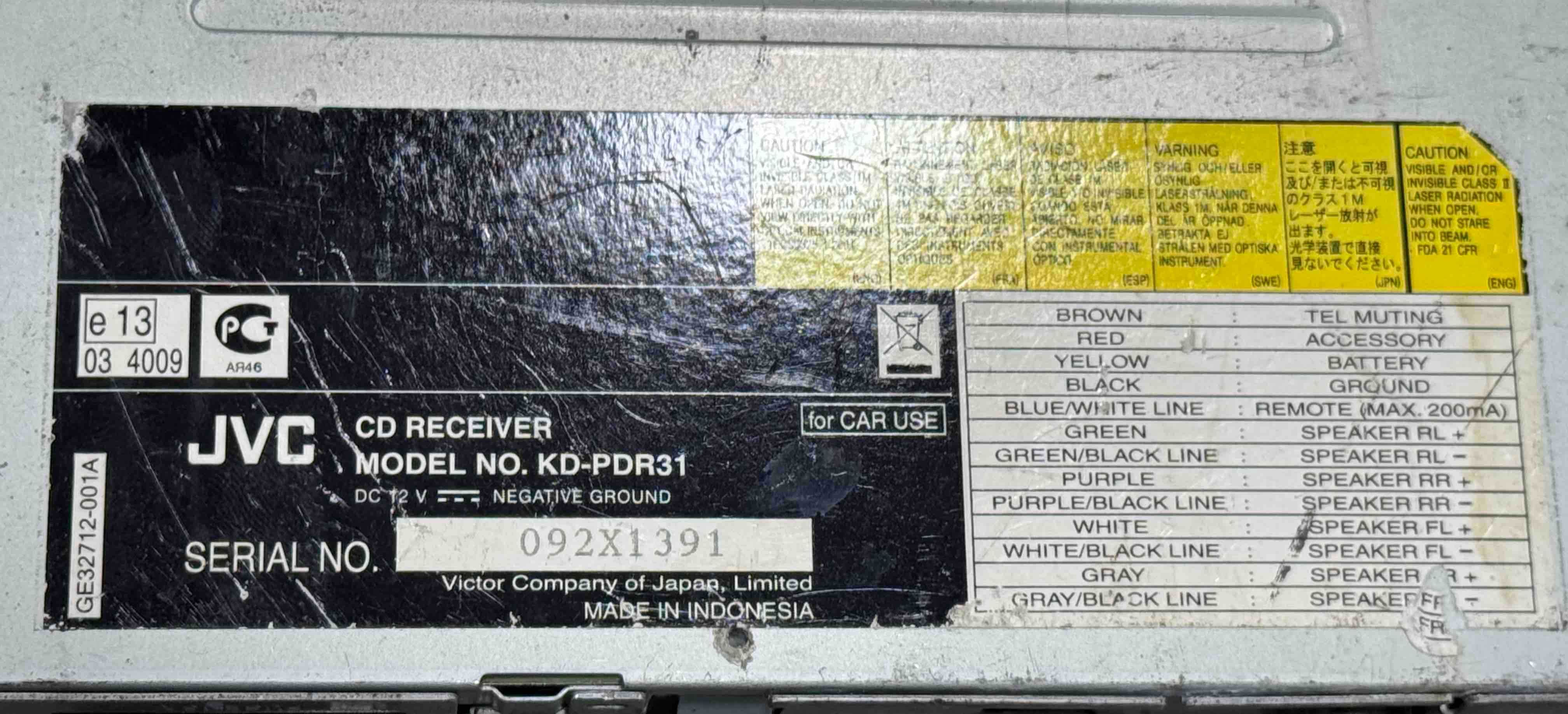 Авто CD JVC kd-pdr31