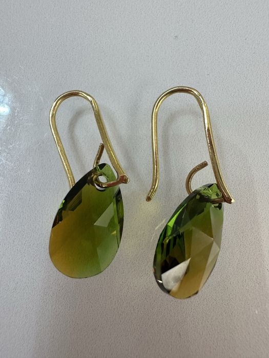 Золотые серьги с кристаллами Swarovski
