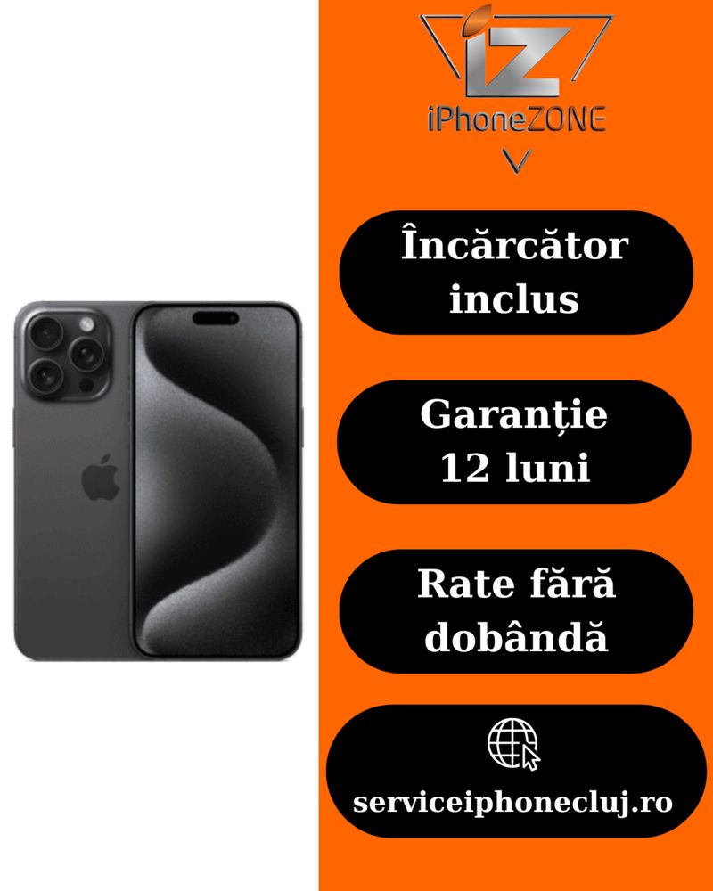 Magazin vinde iphone 15 pro max 256gb 87% garantie