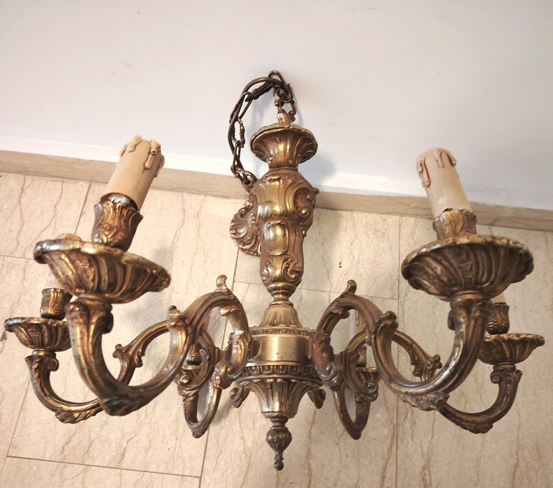 Candelabru deosebit din bronz masiv in stil francez cu 6 brațe ,piesa